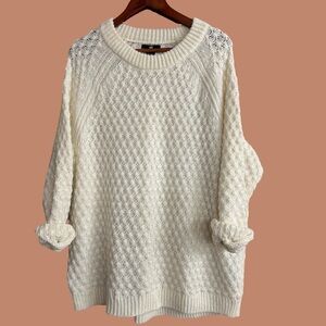 H&M - Off White Stitch Jumper Cable Knit Sweater - S